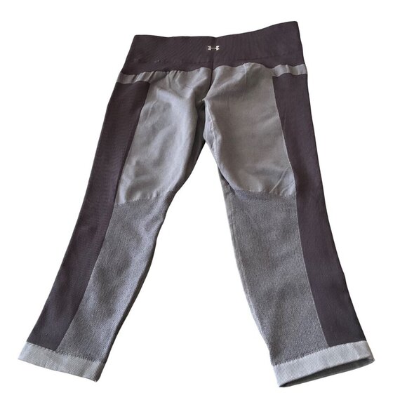Under Armour athletic Compression Leggings Medium Size Gray & purple crop NEW - Picture 9 of 11